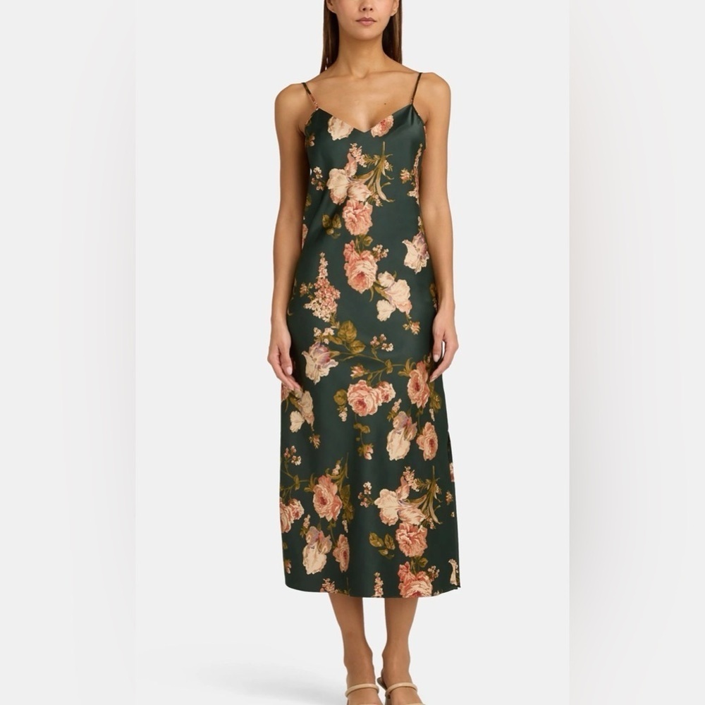 Lauren Ralph Lauren Floral Satin V-Neck Ballet Nightgown Size Medium NWT